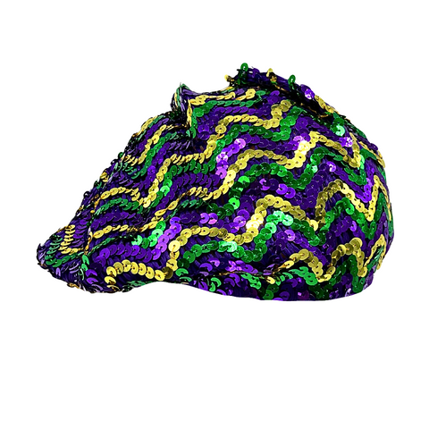 7.5" Sequin Mardi Gras Beret (Each)