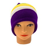 Purple, Green and Gold Mardi Gras Knit Beanie Hat (Each)