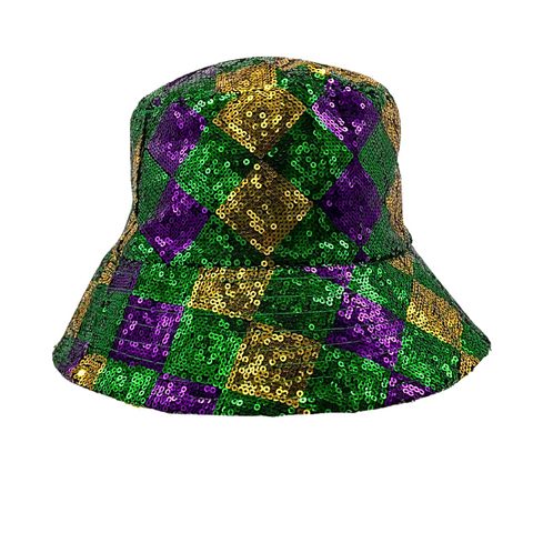 Mardi Gras Sequin Harlequin Bucket Hat (Each)