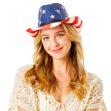 American Flag Faux Leather Fedora Hat (Each)