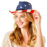 American Flag Faux Leather Fedora Hat (Each)