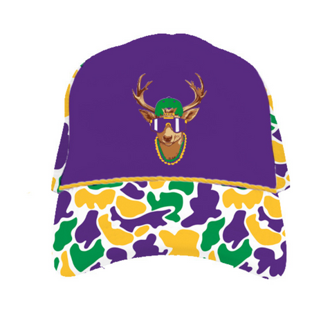 Mardi Gras Camo Deer Rope Trucker Hat (Each)