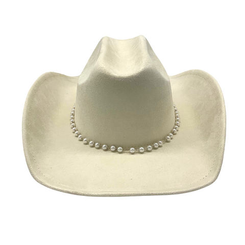 Bride Pearl & Rhinestone Cowboy Hat with Veil (Each)