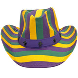 Purple, Yellow, and Green Striped Cowboy Hat (Each)