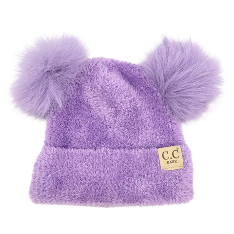 Children's Lavender Terry Pom Pom Beanie (Each)