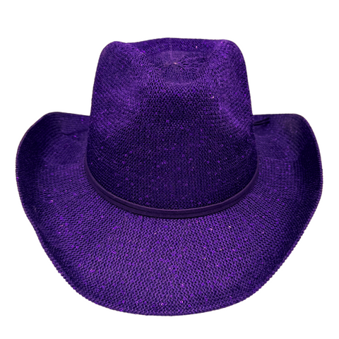 Purple Sequin Cowboy Hat with Suede Trim (Each)