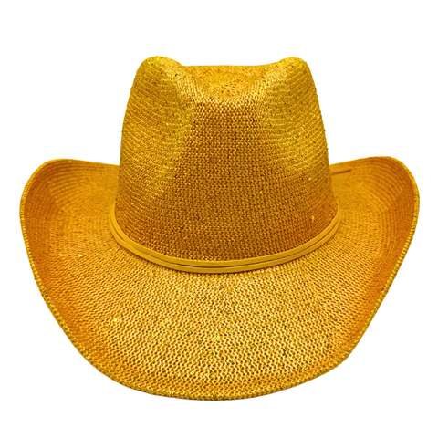 Gold Sequin Cowboy Hat with Suede Trim (Each)