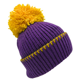 Purple Beanie with Yellow Pom Pom (Each)