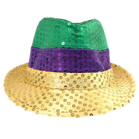 Purple, Green and Gold Sequin Fedora (Each)