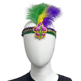 Purple, Green and Gold Sequin Headband with Fleur de Lis and Feathers (Each)