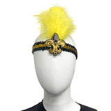 Black and Gold Sequin Headband with Fleur de Lis and Feathers (Each)
