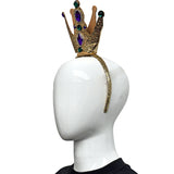 Gold Glittered Crown With Purple, Green and Clear Stones (Each)