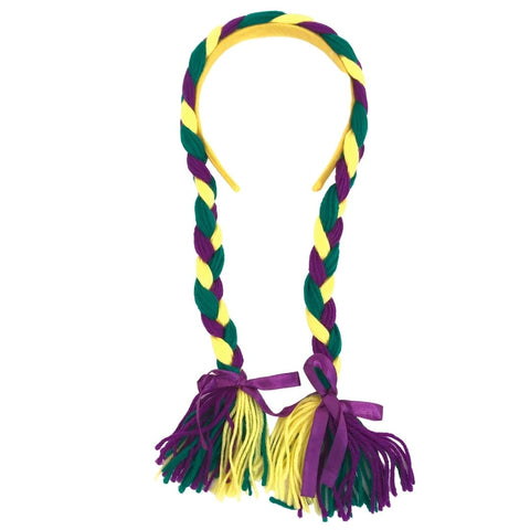 Purple, Green and Yellow Braided Pigtail Head Bopper (Each)