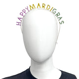 Happy Mardi Gras Purple, Green and Gold Rhinestone Headband (Each)