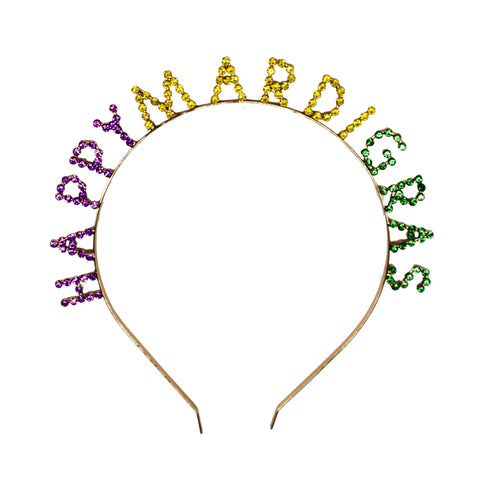 Happy Mardi Gras Purple, Green and Gold Rhinestone Headband (Each)