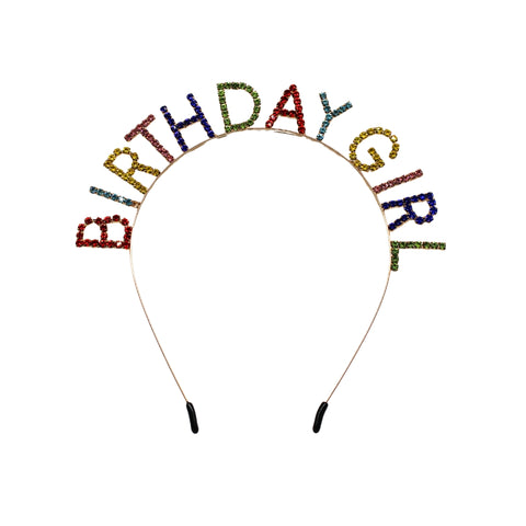 Colorful Rhinestone Birthday Girl Headband (Each)