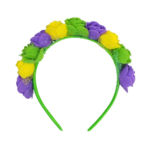 Purple, Green and Yellow Flower Wreath Headband (Each)