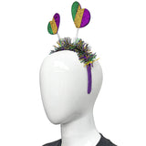 Purple, Green, and Gold Mardi Gras Glitter Hearts Headband (Pack of 6)