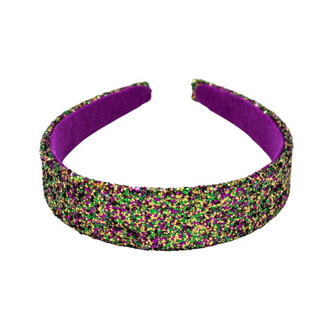 Purple, Green, and Gold Mardi Gras Glitter Headband (Each)