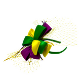 Purple, Green, and Gold Ribbon and Feather Headband (Each)