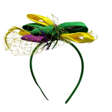 Purple, Green, and Gold Ribbon and Feather Headband (Each)