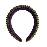Purple, Green, and Gold Stripe Beaded Headband (Each)