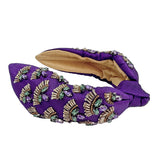 Purple Headband with Purple, Green, and Gold Rhinestone Accent Pattern (Each)