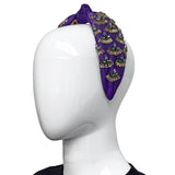 Purple Headband with Purple, Green, and Gold Rhinestone Accent Pattern (Each)