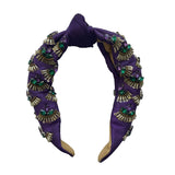 Purple Headband with Purple, Green, and Gold Rhinestone Accent Pattern (Each)