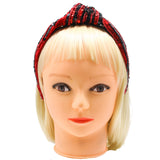 Red and Black Team Stripe Sequin Knotted Headband (Each)