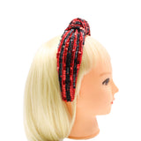 Red and Black Team Stripe Sequin Knotted Headband (Each)