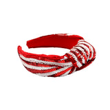 Red and White Team Stripe Sequin Knotted Headband (Each)