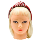 Red and White Team Stripe Sequin Knotted Headband (Each)
