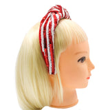 Red and White Team Stripe Sequin Knotted Headband (Each)