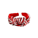 Red and White Team Stripe Sequin Knotted Headband (Each)
