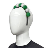 Green and White Tinsel Pom Pom Headband (Each)