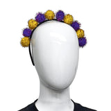 Purple and Yellow Tinsel Pom Pom Headband (Each)
