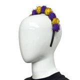Purple and Yellow Tinsel Pom Pom Headband (Each)