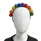 Rainbow Tinsel Pom Pom Headband (Each)