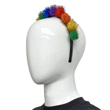 Rainbow Tinsel Pom Pom Headband (Each)