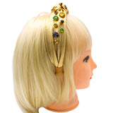 Gold Knot Headband with Purple, Green, and Yellow Oval Stones (Each)