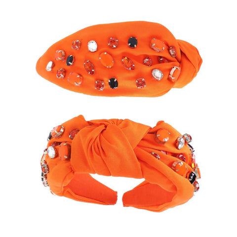 Orange Multi Rhinestone Halloween Knotted Headband (Each)