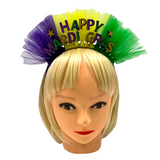 Happy Mardi Gras Purple, Green, and Gold Tulle Headband (Each)