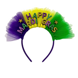 Happy Mardi Gras Purple, Green, and Gold Tulle Headband (Each)