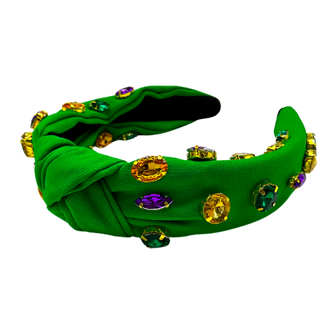 Green Knot Mardi Gras Rhinestone Headband (Each)