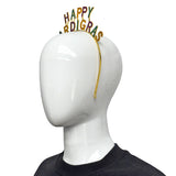 Happy Mardi Gras Enamel Headband in Purple, Green, and Gold Glitter (Each)