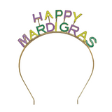 Soft Pastel Happy Mardi Gras Enamel Headband (Each)