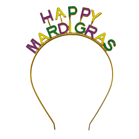 Soft Pastel Happy Mardi Gras Enamel Headband (Each)