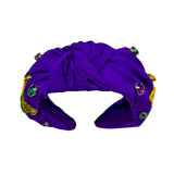 Purple and Gold Game Day Jeweled Knotted Headband (Each)