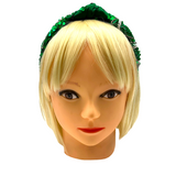 Green & White Sequin Football Headband (Each)